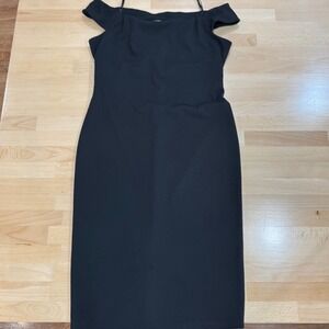Eliza J Black Off Shoulder Sheath Dress Midi Knee Length Size 8